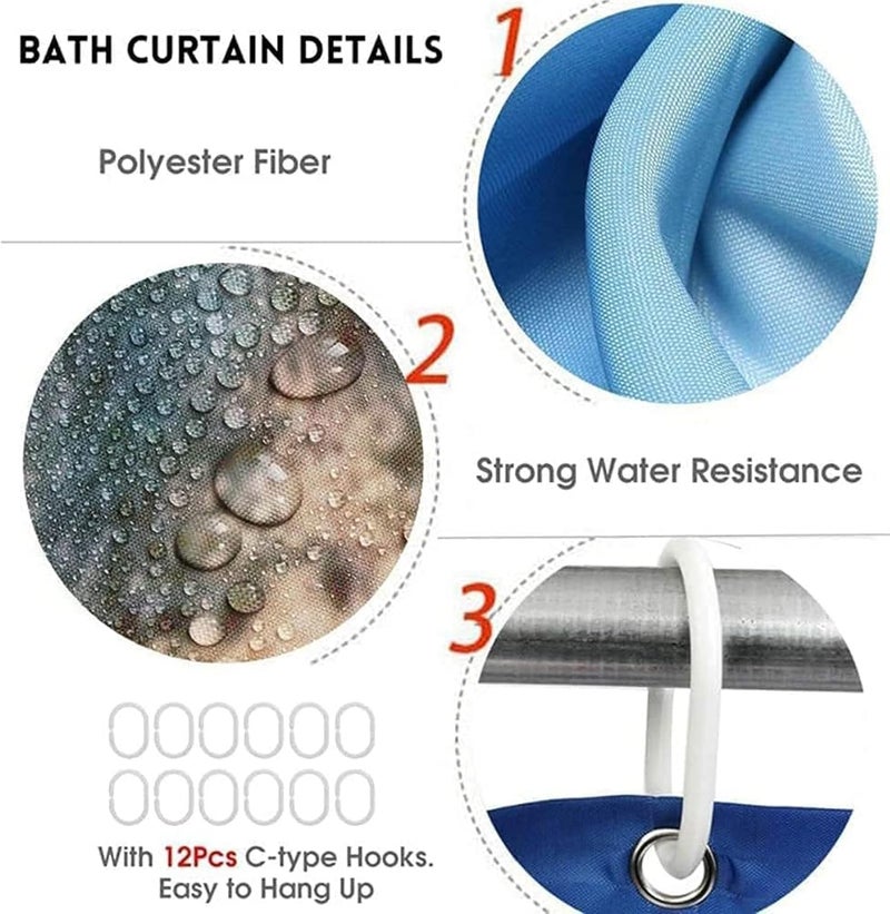 Apear1 4Pcs Merry Christmas Shower Curtain Set Xmas Tree Snowflake Shower Curtain for Christmas Bathroom Decor with Anti-Slip Waterproof Bathtub Bathroom Rugs Toilet Lid (Green) - Image 5
